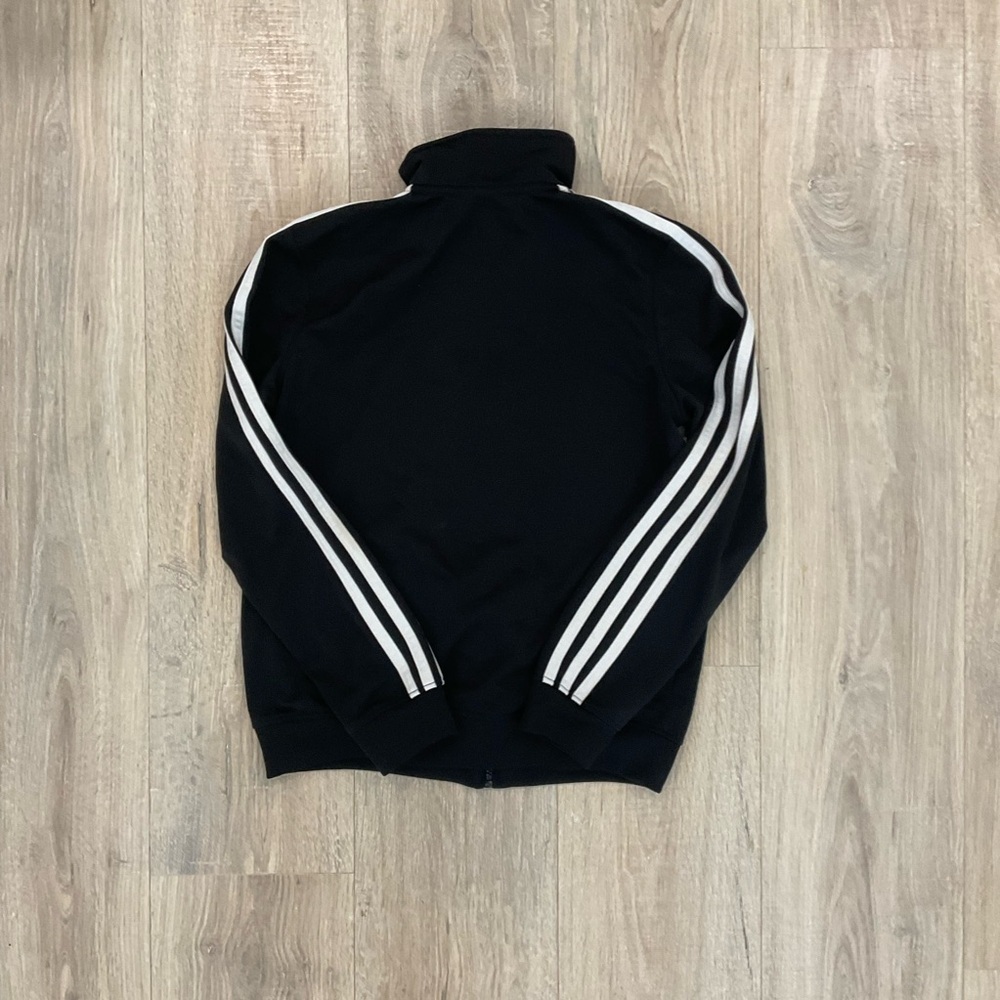 Kid’s Adidas Black Track Jacket/Sweater with White Stripes - Picture 2 of 2